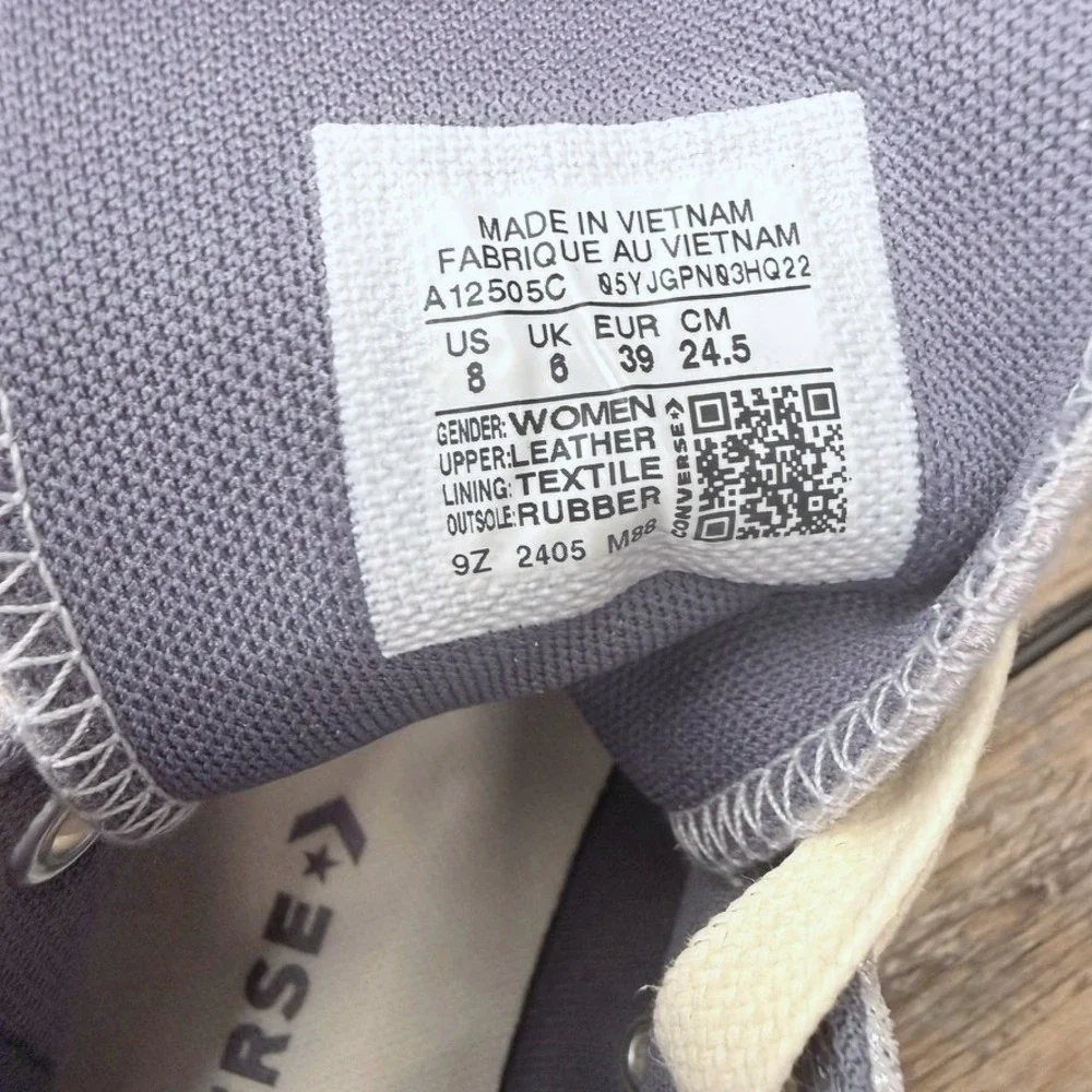 Converse All Star Hi Silver Lavender Metallic Leather Sneaker‎ A12505C W 8 NEW